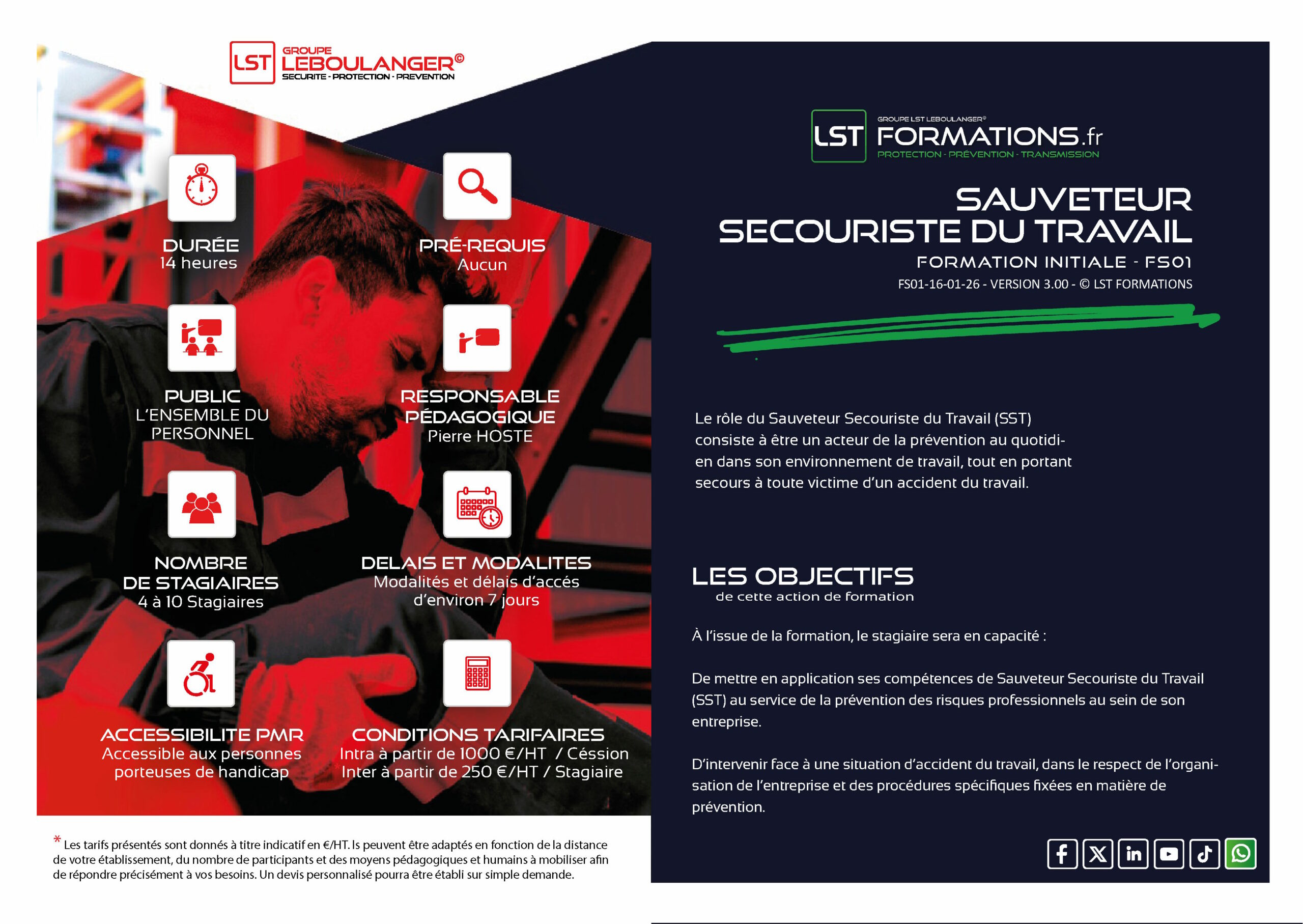 FORMATION INITIALE SAUVETEUR SECOURISTE DU TRAVAIL – FS01