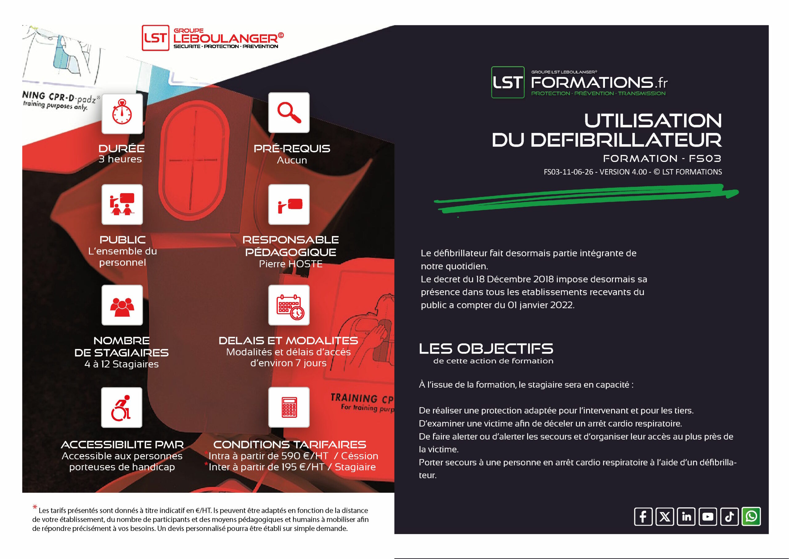 FORMATION A L’UTILISATION DU DEFIBRILLATEUR – FS03