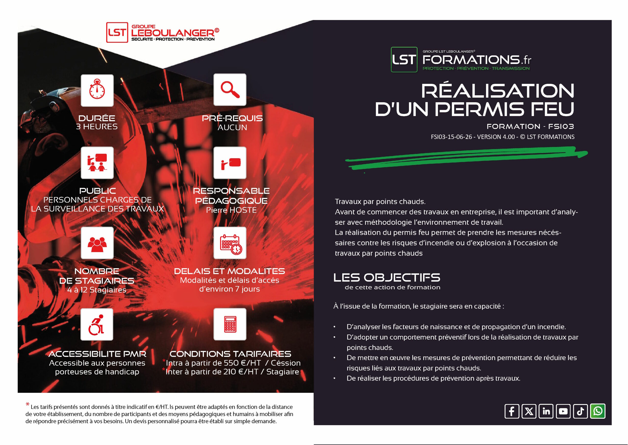 FORMATION A LA RÉALISATION D’UN PERMIS FEU – FSI03