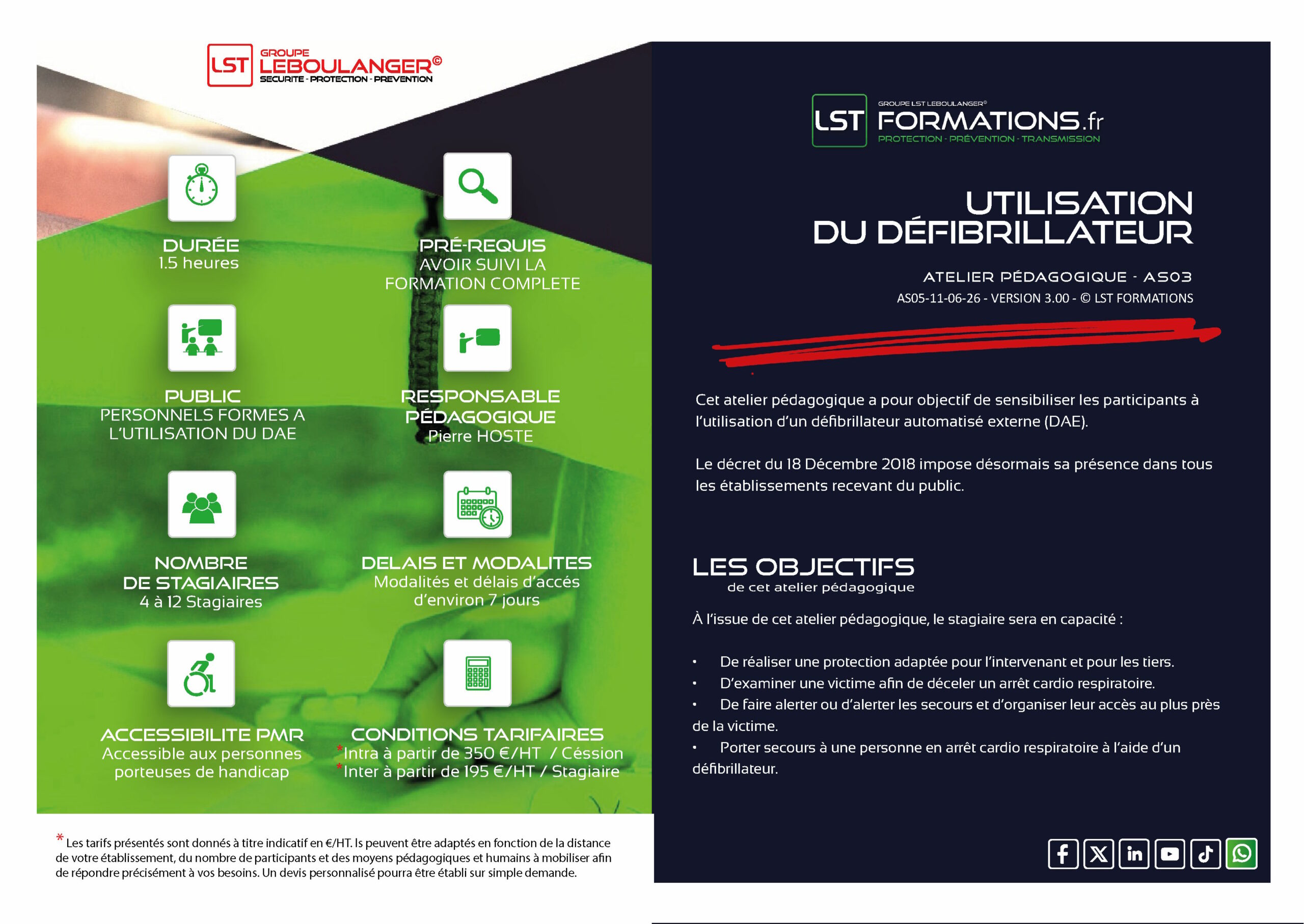 initiation a l’utilisation du défibrillateur – AS03