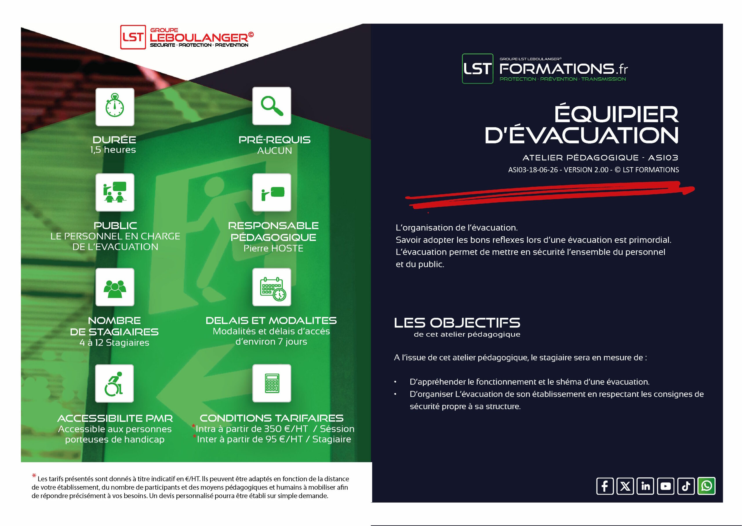 ATELIER PÉDAGOGIQUE ÉQUIPIER D’ÉVACUATION – ASI03
